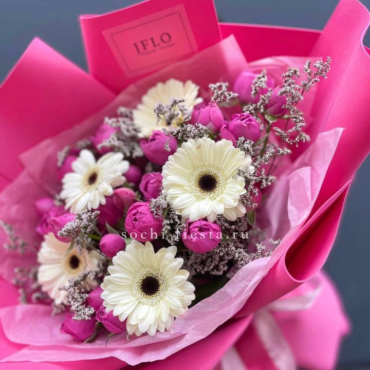 Букет гербер и мисти бабблс  в Балаково