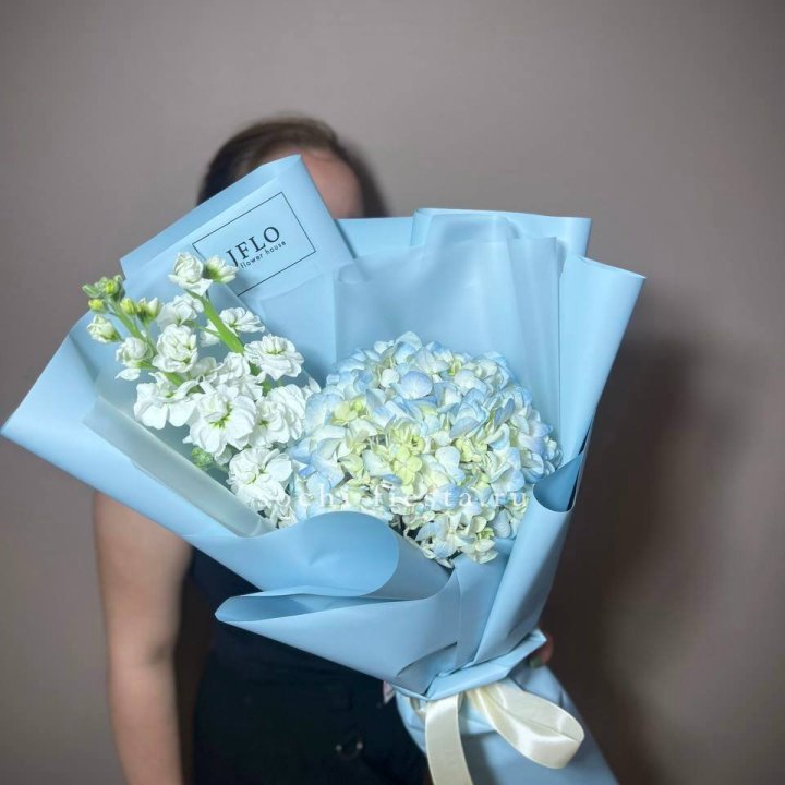 Гортензия голубая с маттиолой в Балаково