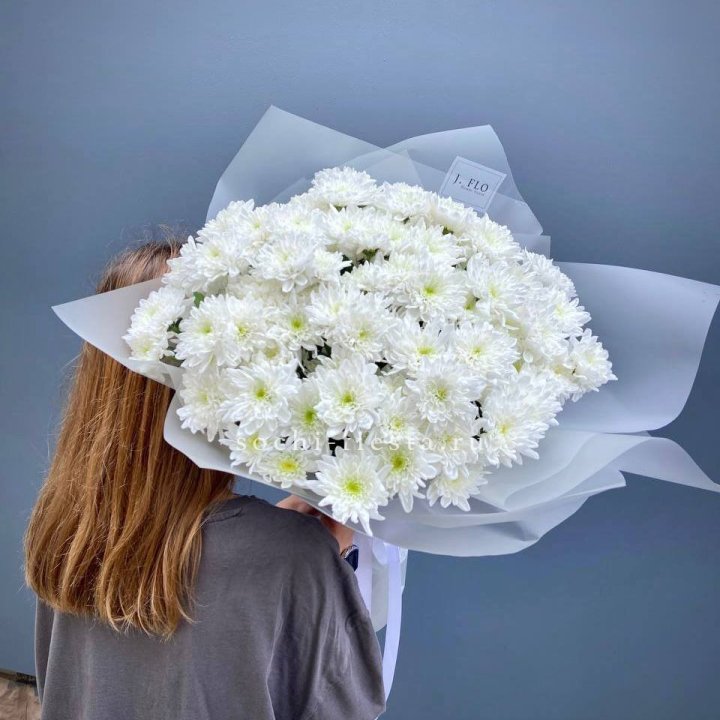 Букет хризантем "Белая снежинка" в Балаково