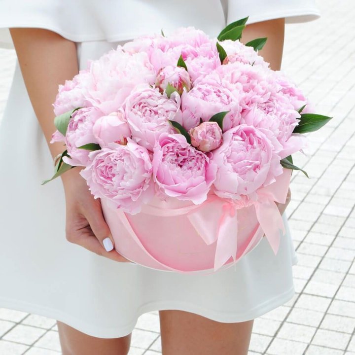 Пионы в шляпной коробке в Балаково