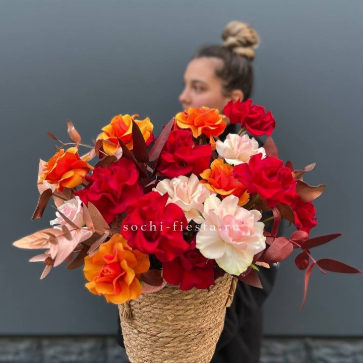 Авторский бокс "Роксана" в джутовом кашпо в Балаково