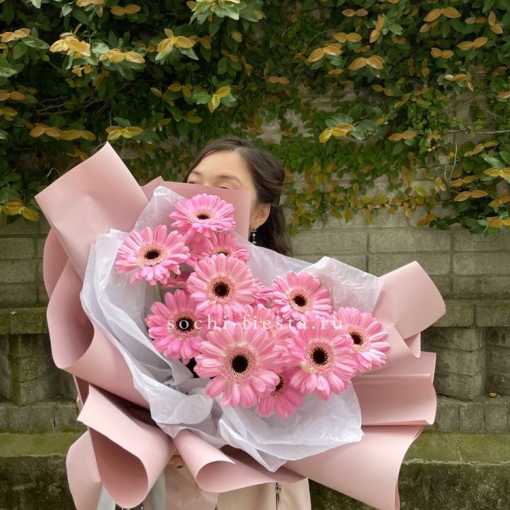 13 розовых гербер в Балаково