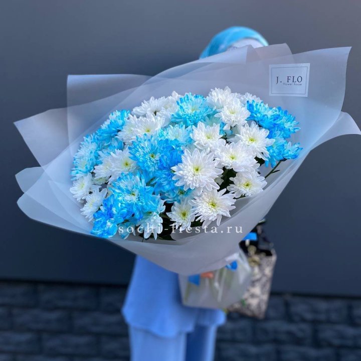 Букет хризантем "Голубая снежинка" в Балаково