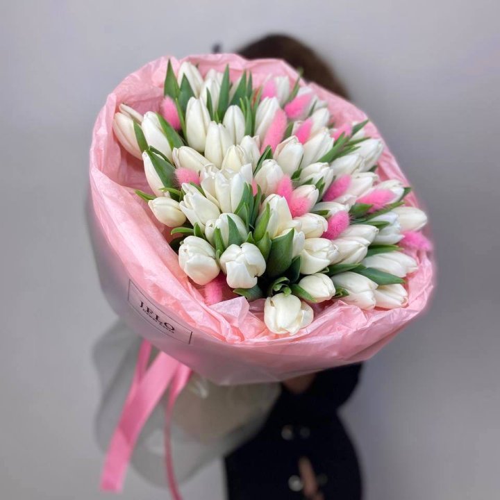 51 белый тюльпан "Рози" в Балаково