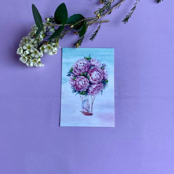 Открытка к букету "Пион" в Балаково