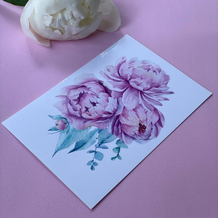 Открытка к букету "Пионы" в Балаково