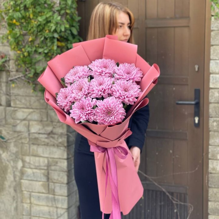 Букет хризантем розовый в Балаково
