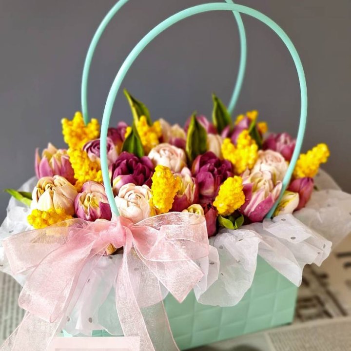 Тюльпаны в сумочке из зефира в Балаково