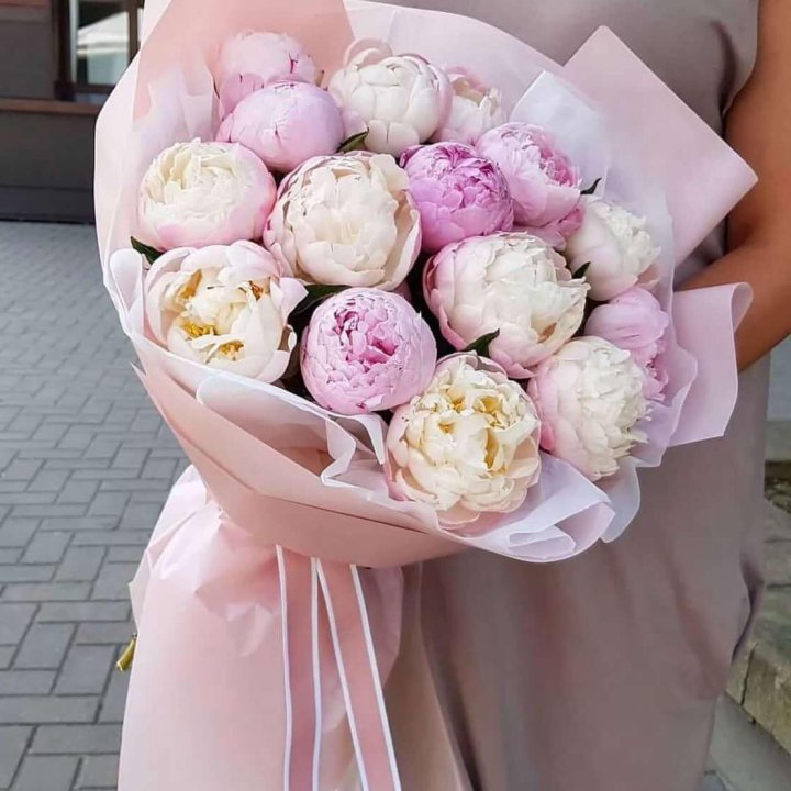 Букет пионов "Маршмелоу" в Балаково