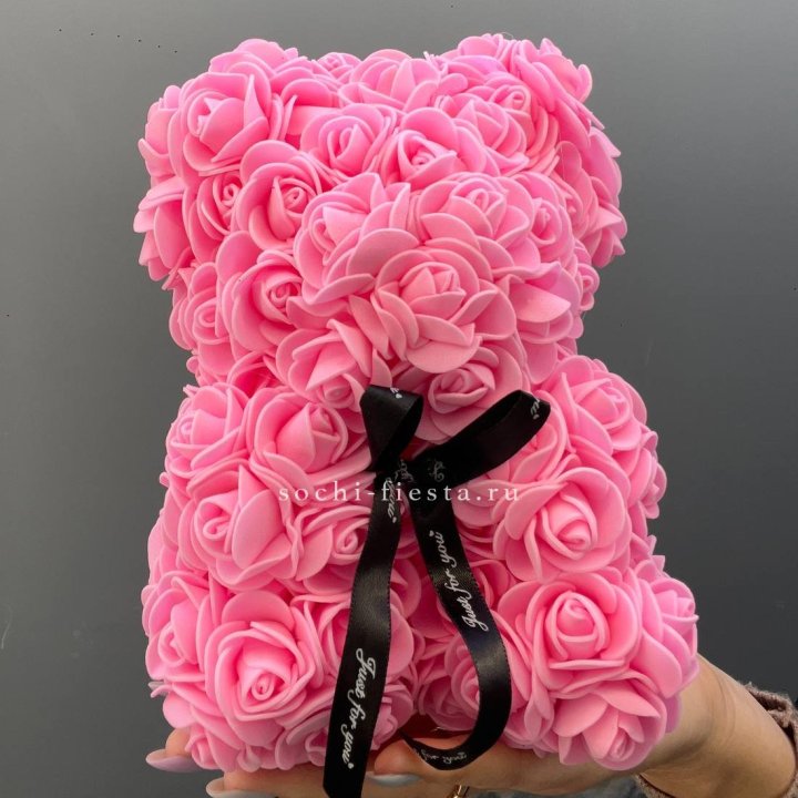 Игрушка медведь из розовых роз в Балаково